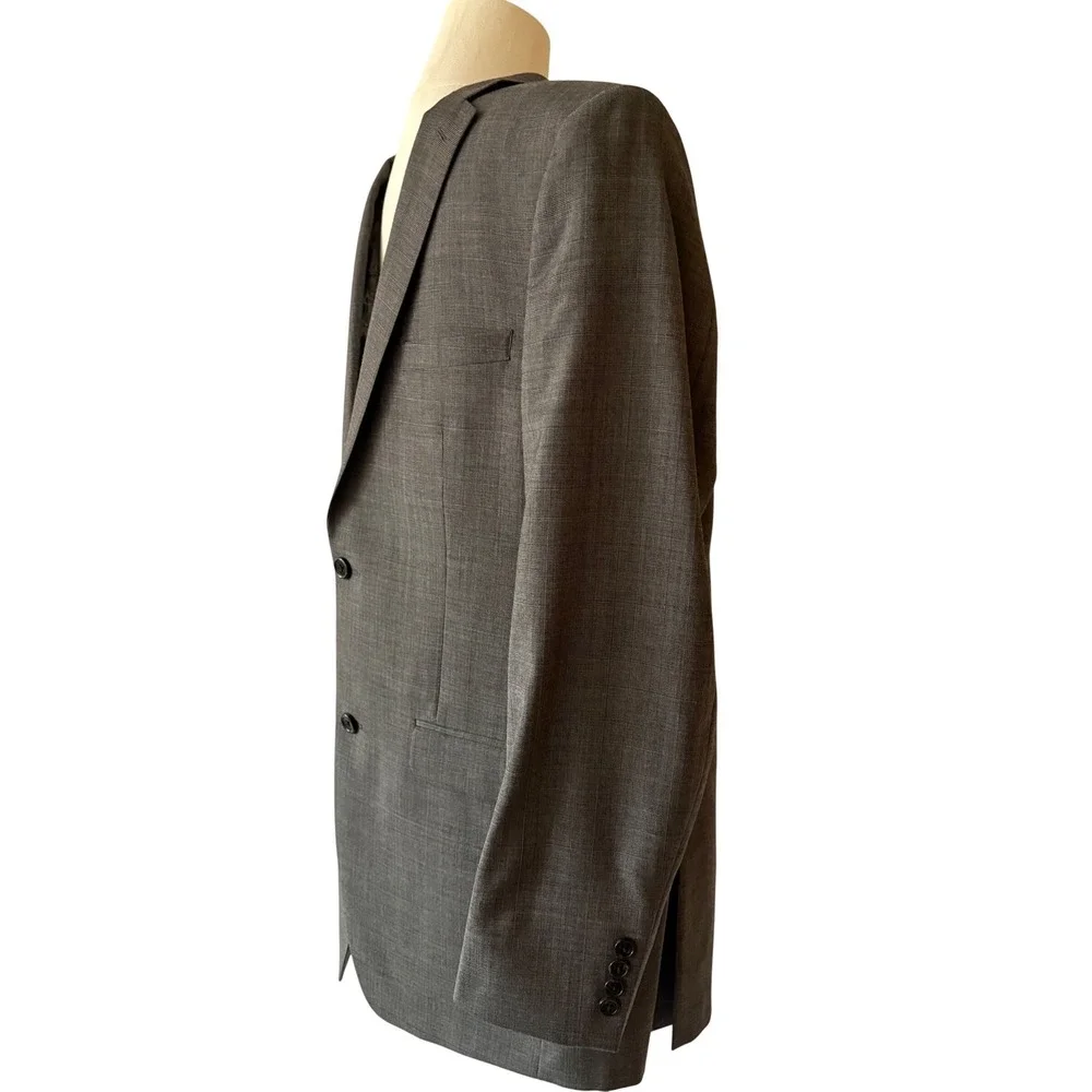 Joseph Abboud 38L Gray Wool‎ Glen Plaid Suit 34x31